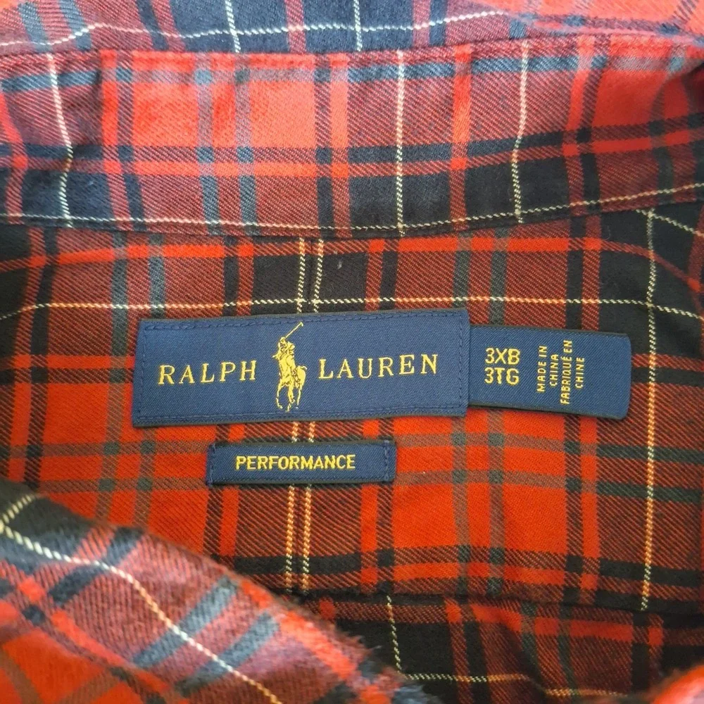 Polo Ralph Lauren Performance Flannel Mens 3XB Shirt Red Plaid Tartan Lumberjack